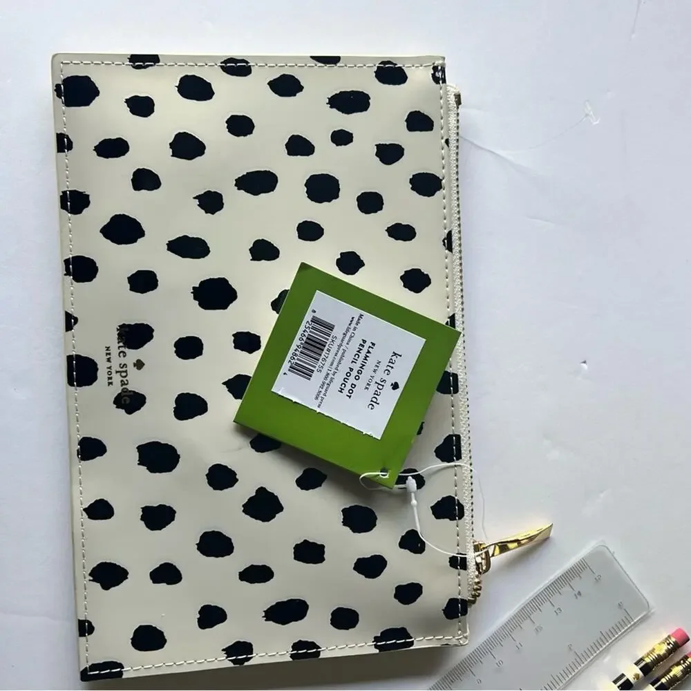 Kate Spade  New York Flamingo Dot Pencil Pouch NWT